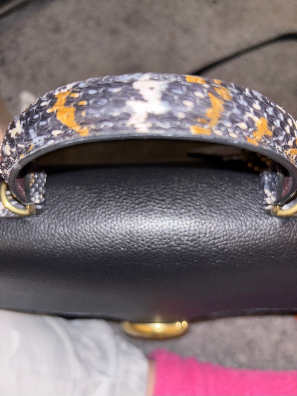 Coach Black and Cream Top-Handle Women's Satchel with Snakeskin Accent - Picture 13 of 14